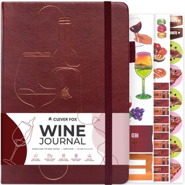 Clever Fox Wine Journal for Wine Tasting – Guided Wine Diary & Log Book with Tasting Instructions, Aroma Wheel, Food Pairing & Glass Guide – 132 Entries, Hardcover, A5 Size (Burgundy)