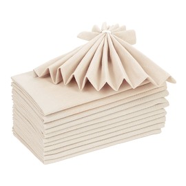85% Cotton 15% Linen Dinner Cloth Set of 12 Napkins for Everyday Use Over Sized Easter Special Mitered Corners Napkins, Pre Shrunk Good Absorbency Ultra Soft Quality 18x18 in(Ivory)