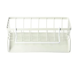 1 Piece Stainless Steel Kitchen Organiser, Sink Organiser, Worktop, Sink Organiser, Sponge Holder, with Inclined Drain Tray, for Kitchen and Bathroom, White
