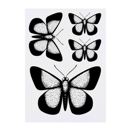 4 x 'Open Winged Butterfly' Temporary Tattoos - Water Resistant, Skin-Safe, Non-Toxic Transfers, Mixed Sizes (TO00083372)