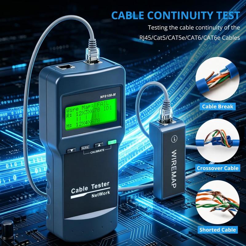 KOLSOL RJ45 Network Cable Tester Kit with 8 Remote Units,