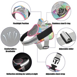 Bolux Dog Harness, No-Pull Reflective Dog Vest, Breathable Adjustable Pet Harness with Handle for Outdoor Walking - No More Pulling, Tugging or Choking (X-Large (Pack of 1), OilPainting)