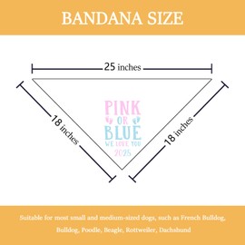 Pink or Blue We Love You 2025 Gender Reveal Dog Bandana Pregnancy Announcement Baby Announcement White Pet Scarf Photo Prop Pet Accessories for Dog Lover