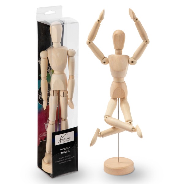 Nassau Fine Art Wooden Link Doll, 30 cm Mannequin, Wooden