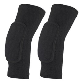 Amabro Volleyball Elbow Pads, Compression Elbow Pads Breathable Elbow Wraps with Thick Sponge Arm Brace Support Fitness Arm Knee Protector Band for Women Men Girls Boys Sports, Pack of 2(Black)