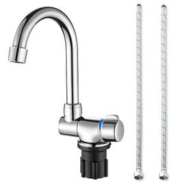 Roundsky Foldable Kitchen Faucet 360 Degree Rotation Wash Basin Tap Single Handle Cold and Hot Water Mixer Copper Tap for RV Boats