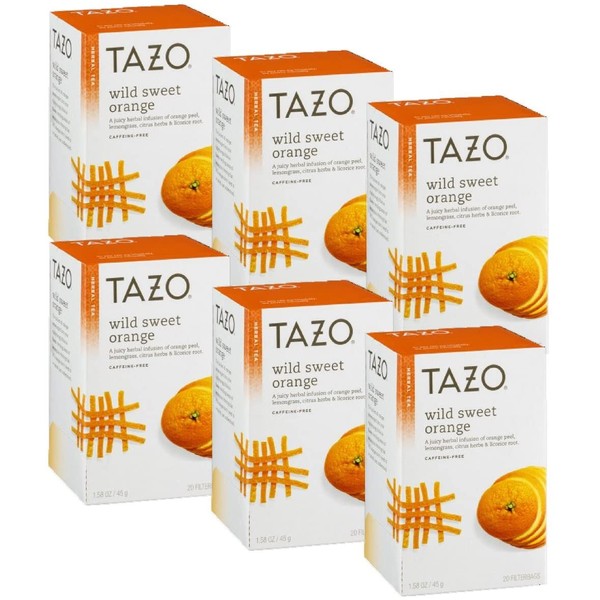 Tazo Wild Sweet Orange Herbal Tea, 20 ct (Pack of 6)