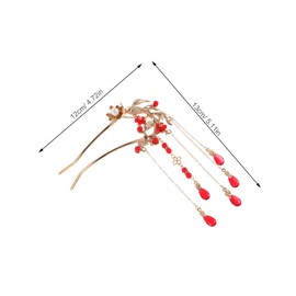 Vaguelly Antifade Durable Chinese Style Hairpin with Fish Tassel Lightweight Vintage Hanfu Hair Accessories for Women Bridal Essential for Traditional Weddings Red Ancient Hair Sticks