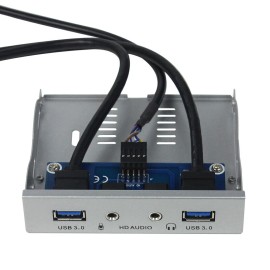 XT-XINTE US STOCK 19Pin to USB 3.0 2Ports USB3.0 PC Front Panel Bracket with Cable Wire - Silver White