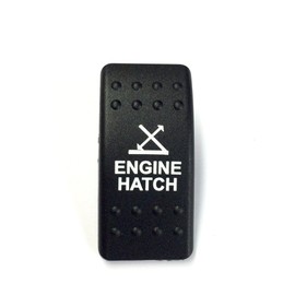 Southern Marine Euro Rocker Switch Cover with Text. Black with Red Lens. Contura II. Fits Carling, Cole Hersee, Blue seas (Engine Hatch)