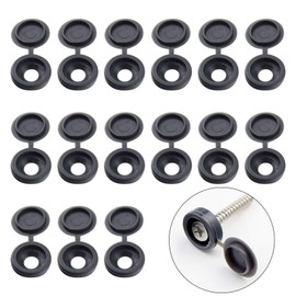 INCREWAY Screw Cover Caps, 100 Pcs Plastic Screw Caps Fold Washer Flip Tops Hinged Screw Decorative Cover with Organized Box (Dark Grey)