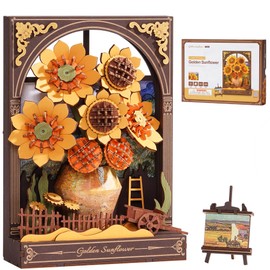 ROBOTIME 3D Puzzle Holz Sonnenblume, Blumen-Modellbau Bausatz Für Erwachsene, Holzpuzzle Malerei Zum Aufhängen, Wanddekoration, DIY-Bastelset, Weihnachten