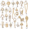 24Pcs Nail Art Charms Chain Mix Shapes Zircon Dangle Rhinestones