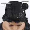 Short Wig Black Curly Wig Finger Wave Synthetic Full Wig