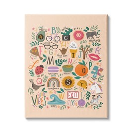 Stupell Industries Whimsical Kid's Alphabet Playful ABC Illustrations Everyday Items, Design by Loni Harris Canvas Wall Art, 16 x 20, Orange