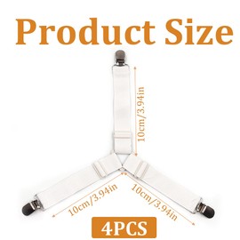 Bed Sheet Holder Corner Straps, 4 PCS Sheet Clips for Bedding, Mattress Cover Clips to Hold Sheets in Place, Adjustable Bed Bands, Fasteners/Grippers/Suspenders Fitted for Bedding