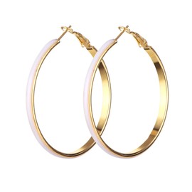 Bohemian Multicolor Enamel Round Dangle Drop Earrings 5cm Circle Hoop Exaggerate Lightweight Geometric Statement Cool Boho Brincos Jewelry for Women-white