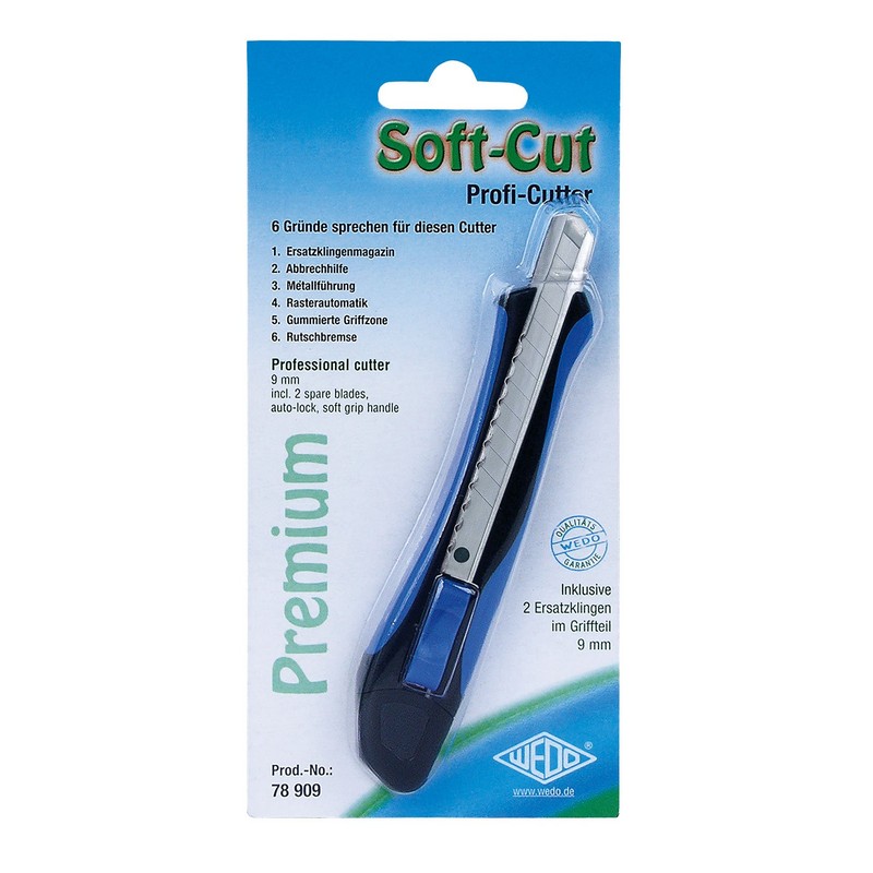 Wedo 78909 Cutter Soft Grip Blue/Black 9 mm Blue/black