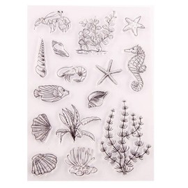 arriettycraft Sea World Rubber Stamp with Shells Starfish Seahorse Weeds for Card Making Decoration and Crafts Scrapbooking Tools