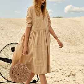 Mayoii Beach Bags for Women,Straw Beach Bag with Laether Handle for Travel,Holidays.Handmade Hollow Circular Straw Bag, Fashionable Female One-Shoulder Woven Summer Ornament (Light Brown)