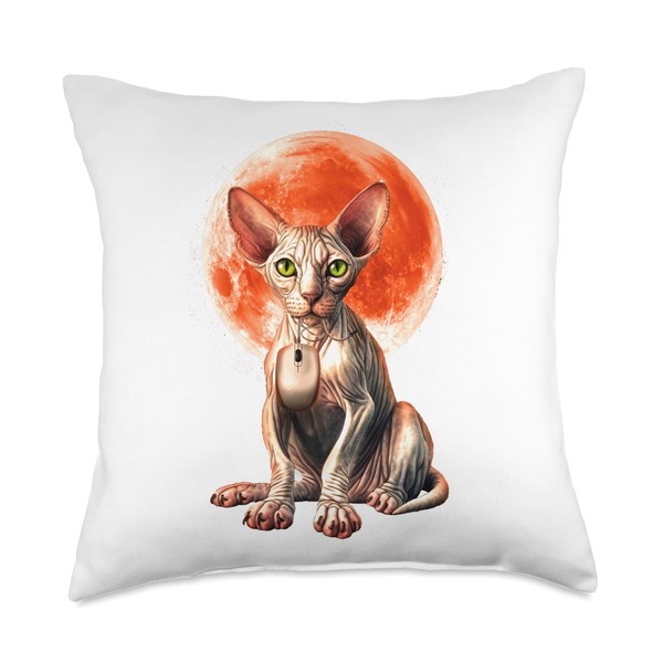 Sphynx Cat Computer Mouse with Moon Pet Animals Lover Design