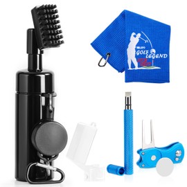 welspo Golf Club Cleaner with Water-Retractable Clip Holds 5oz of Water, Golf Towel, Essentials Golf Accessories Kit with Golf Groove Sharpener Tool, Divot Repair Tool with Ball Marker for Men/Women