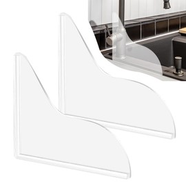 BangBoom 2 Pack Acrylic Shower Splash Guard, Clear Tub Splash Guard with Self-Adhesive Rubber Strip, Waterproof Shower Water Blocker for Bathtub Corner Sink Bathroom Kitchen Accessories (A)