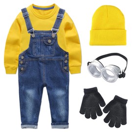 Joyasslly Costume, 5-piece Set, Kids, Overalls, Trainer, Goggles, Knit Hat, Gloves, Cosplay, Costume, Long Sleeve, Halloween, Parties, Events, Photography, Birthday Gift, Cute, For Spring, Autumn and