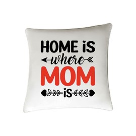 Petite Lili Home Is Wherever Mom Is Decor Throw Pillow Case Cushion Cover 18 x 18 Inch Cotton Linen - The Perfect Motherââ'¬s Day Gift ââ'¬¦