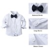 amokk Baby Boy Formal Outfits White Long Sleeves Shirts Striped