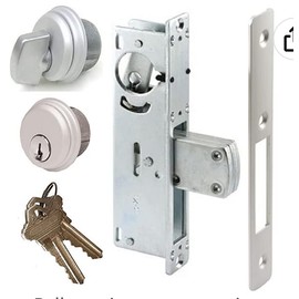 SUMBIN Storefront Door Mortise Lock Hook & Cylinder Combo, in Aluminum (1-1/8" Backset) 2 Sets