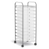 10 Compartment Transparent Multicolor Rolling Storage Cart Organizer with 4