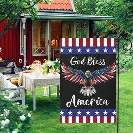 Cryfox God Bless America Patriotic Garden Flag 12 x 18 Inch 4th of July Eagle Garden Flags America Flag Double Sided Independence Day Memorial Day Yard Flags for Holiday Outside Decor