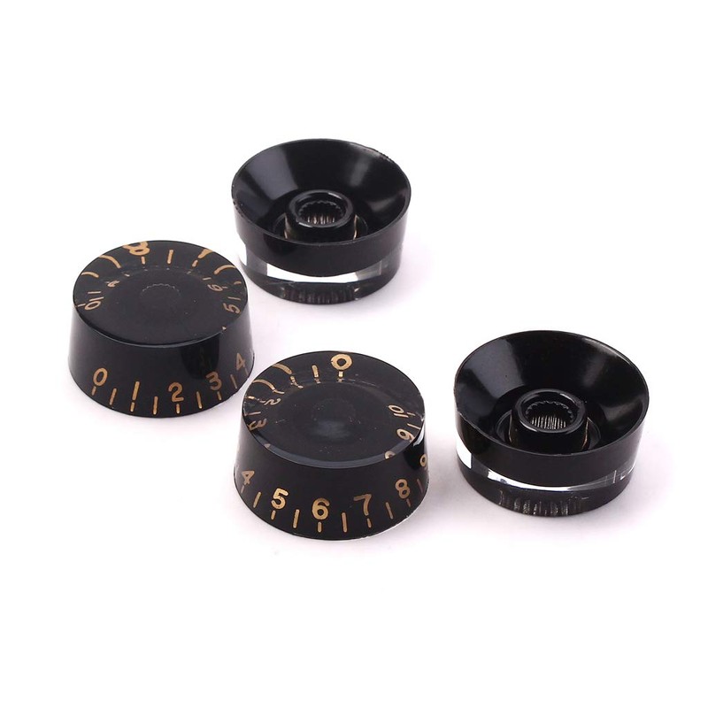 Alnicov Guitar Contral Knobs,Black Clear Knobs With Gold Word Electric