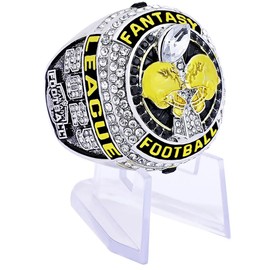 2025 Fantasy Football Championship Ring Award Prize Trophy Sports Winner FFL Champion Ring With Box (ring with stand, size 10)