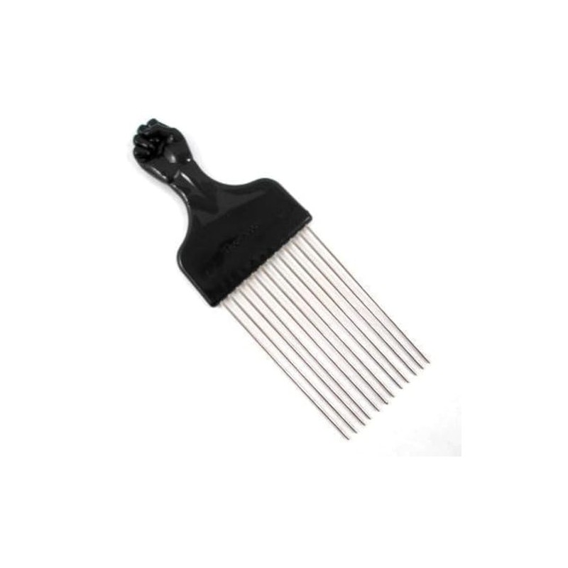 Afro Pick w/Black Fist - Metal African American Hair Comb
