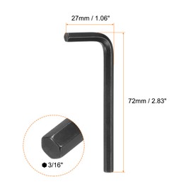 sourcing map 5pcs Hex Key Wrench 3/16" L-Shape Hexagon SAE Wrenches Chrome Vanadium Steel Repairing Tool for Home Repair, Black