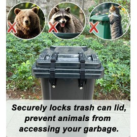 xicveiuz Adjustable Trash Can Lid Lock Strap, Security Strap Use for Locking Outdoor Waste Bin, Animals Proof Straps for Garbage Can, 2 Pack
