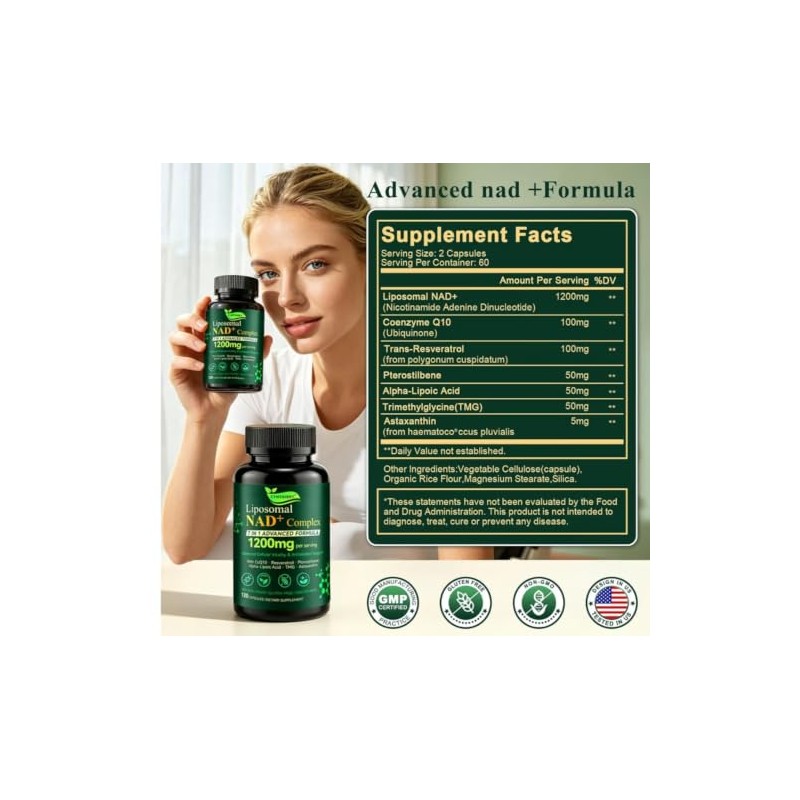 Suplemento Nad Resveratrol Antioxidante Salud 1000 120 Potencia Ingredientes Estados