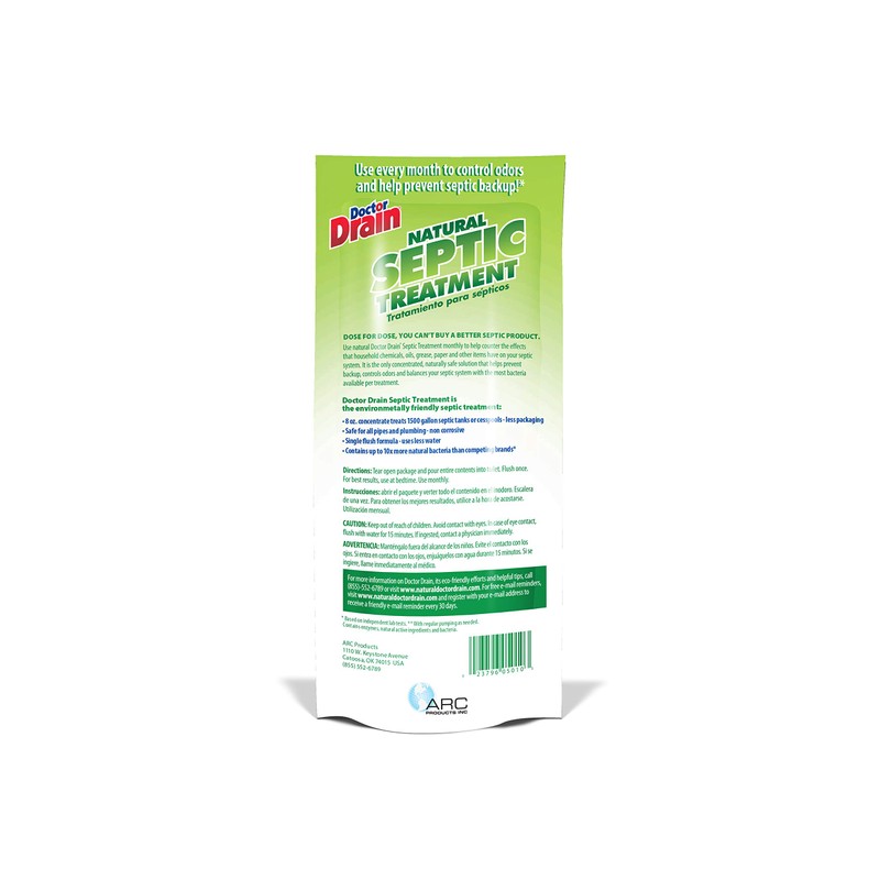 Doctor Drain Monthly Natural Septic Tank Treatment - One Flush