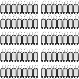 Plastic Key Tags, Tags, Keychains, Name Tags, ID Keyring Tags, Commercial Use, Lightweight, Portable, Set of 50 (Black)