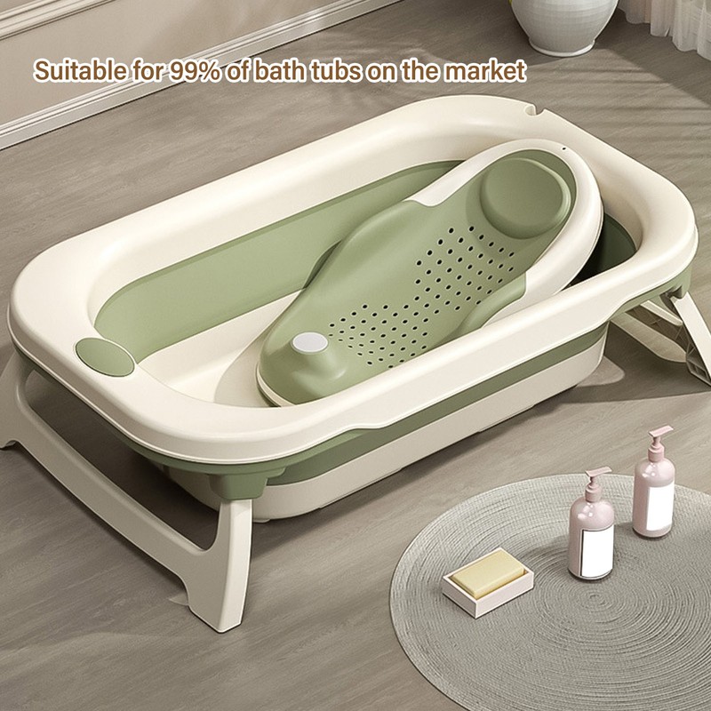 Foldable Baby Bath Support with Thermometer Slip Resistant Ergonomic Infant