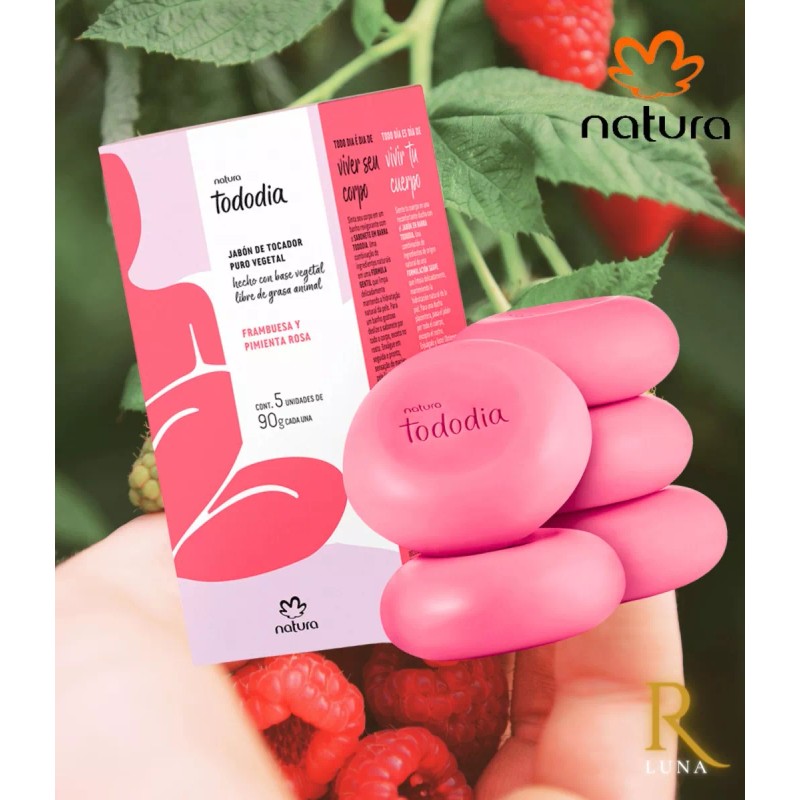 Natura Caja 5 Jabones Tododía Natura Frambuesa Y Pimienta Rosa