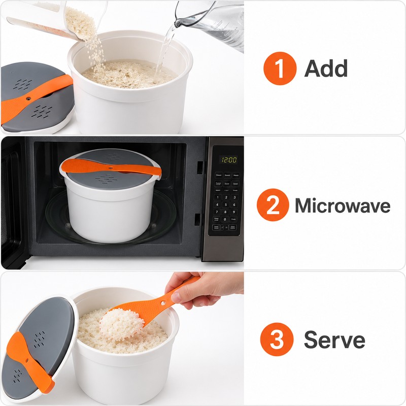 Microwave Rice Cooker for Home and Office - Multifunction Food