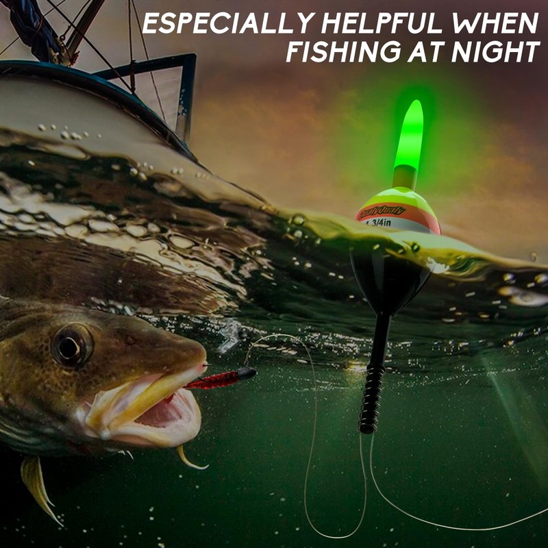 QualyQualy 4PCS Lighted Slip Bobbers Fishing Floats Glow in The