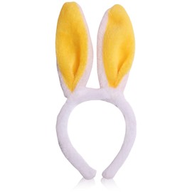 HIFANMM Bunny Headband Easter Hair Bands for Women Girls Kids, Yellow Cute Plush Rabbit Ears Hair Accessories Non Slip Headbands Easter Day Party Decoration Supplies
