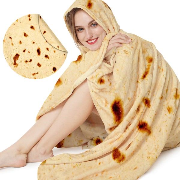 Burrito Tortilla Human Blanket, LetsFunny Burrito Wrap Novelty Blanket Tortilla