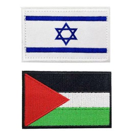 2Pcs Israel Flag and Palestine Flag Patch,Embroidered National Applique Hook and Loop Patches Emblem,Biker Patch,Great for Backpacks,Shirts, Vest,Jacket,Hats,etc.
