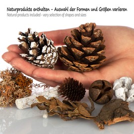 com-four® Christmas decoration in a bag with cones, bark and berries - Christmas decoration - Handicraft set - Table decoration - Advent wreath - Christmas decoration