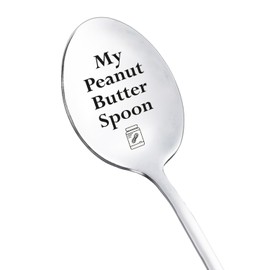 My Peanut Butter Spoon Gift for Peanut Butter Lover Women Men Birthday Christmas Gifts for Dad Daughter Peanut Butter Spoons Gifts for Grandma Son Funny Engraved Spoon Gift